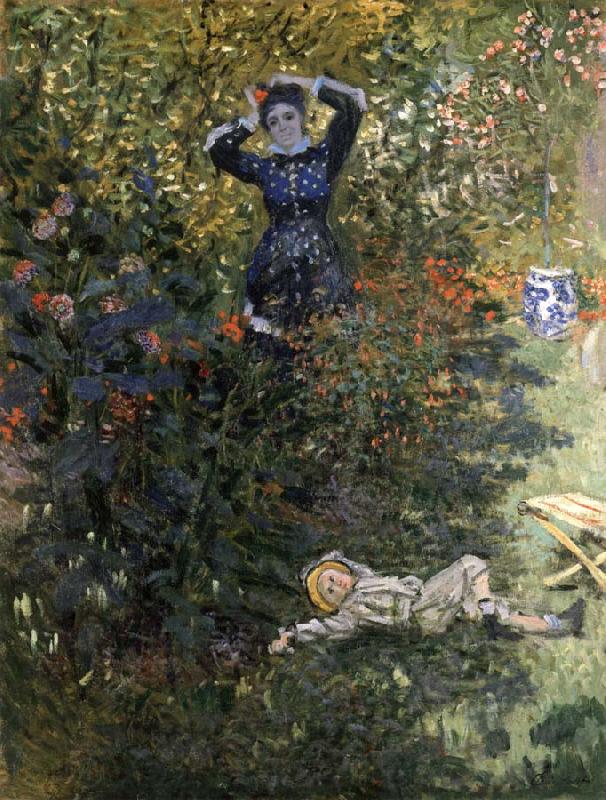 Claude Monet Camille and Jean Monet in the Garden at Argenteuil Spain oil painting art